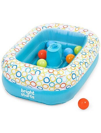 Bright starts- baignoire gonflable avec pompe intégré, 8 balles de jeu et bouche d'évacuation