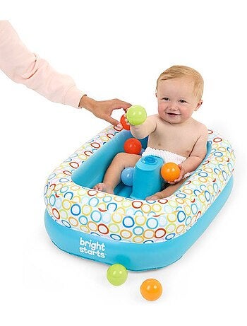 Bright starts- baignoire gonflable avec pompe intégré, 8 balles de jeu et bouche d'évacuation