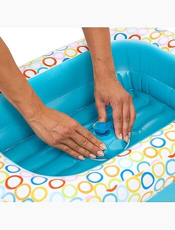 Bright starts- baignoire gonflable avec pompe intégré, 8 balles de jeu et bouche d'évacuation