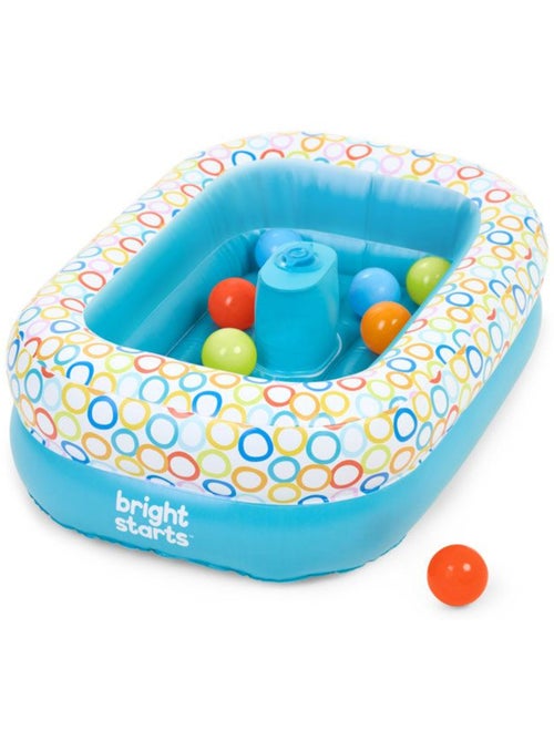 Bright starts- baignoire gonflable avec pompe intégré, 8 balles de jeu et bouche d'évacuation - Kiabi
