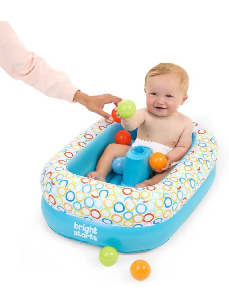 Bright starts- baignoire gonflable avec pompe intégré, 8 balles de jeu et bouche d'évacuation Bleu - Kiabi