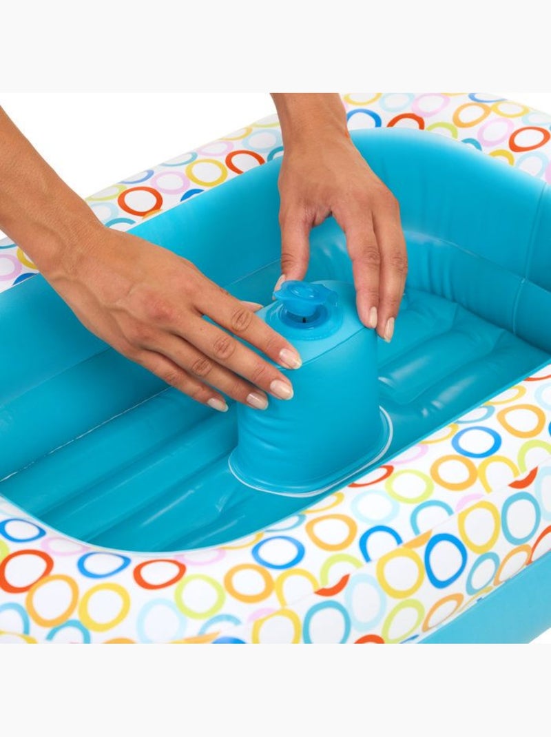 Bright starts- baignoire gonflable avec pompe intégré, 8 balles de jeu et bouche d'évacuation Bleu - Kiabi