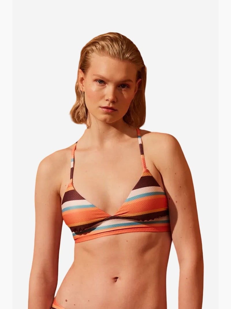 Brisa bralette de bikini rayé penti Blanc Orange - Kiabi