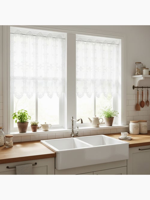 Brise-bise ajouré avec macramé fleuri - Kiabi