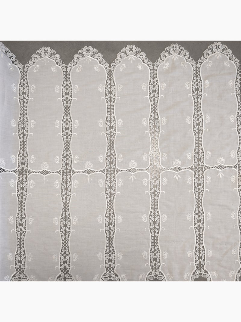 Brise-bise ajouré avec macramé fleuri Blanc - Kiabi