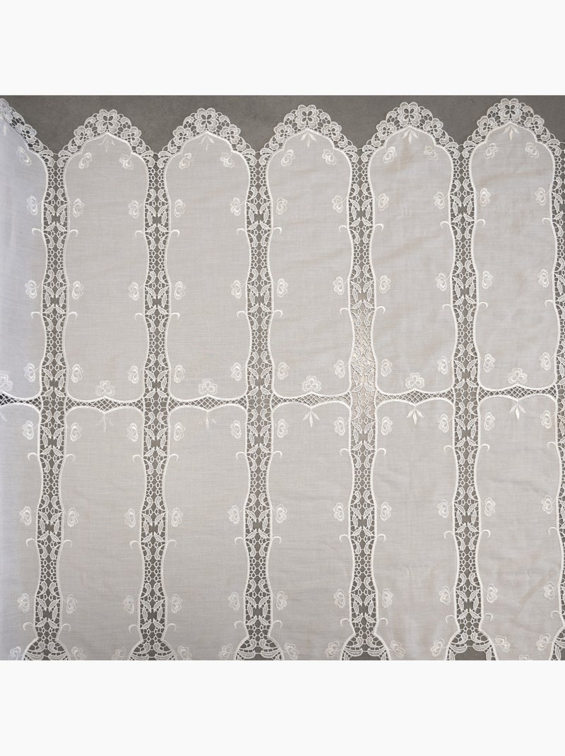 Brise-bise ajouré avec macramé fleuri Blanc - Kiabi