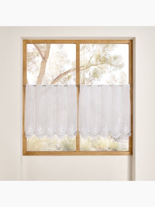 Brise-bise brodé à motif fleurs avec finition macramé - Kiabi