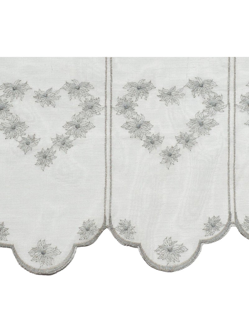 Brise-bise brodé à motifs cœurs Gris clair - Kiabi