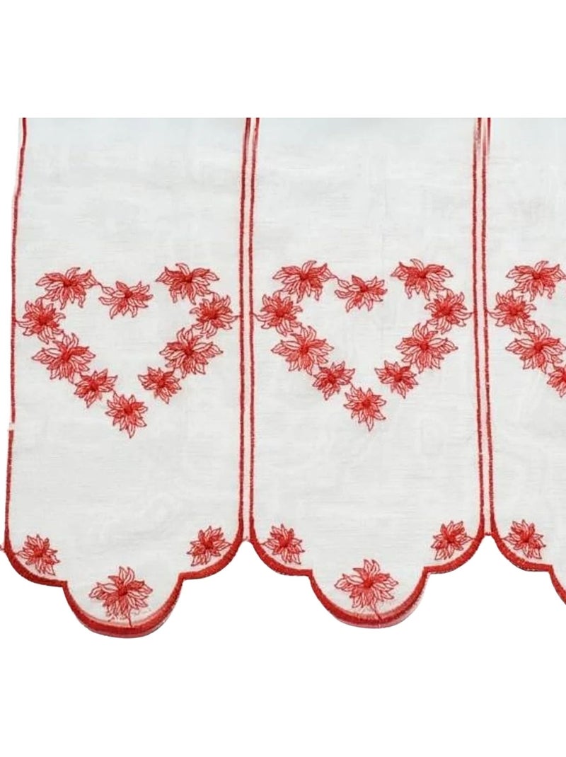 Brise-bise brodé à motifs cœurs Rouge - Kiabi