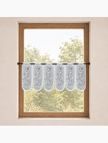 Brise-bise brodé à motifs feuillages