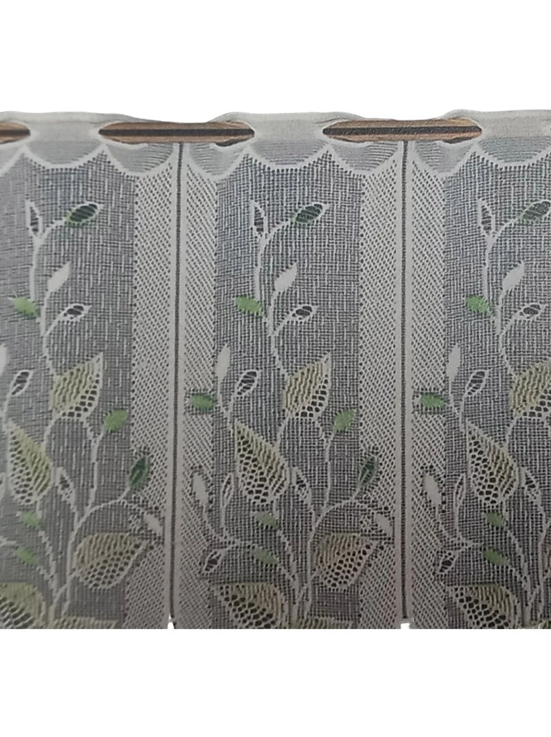 Brise-bise brodé à motifs feuillages Vert - Kiabi