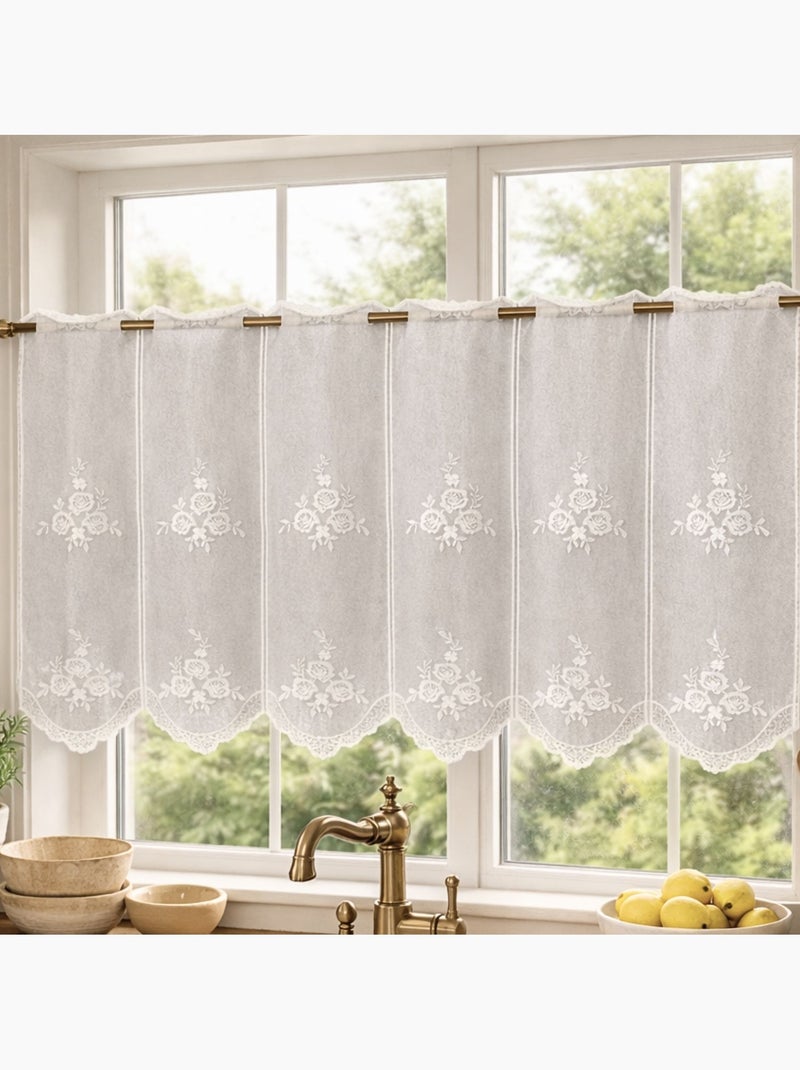 Brise-bise brodé à motifs floraux Blanc - Kiabi
