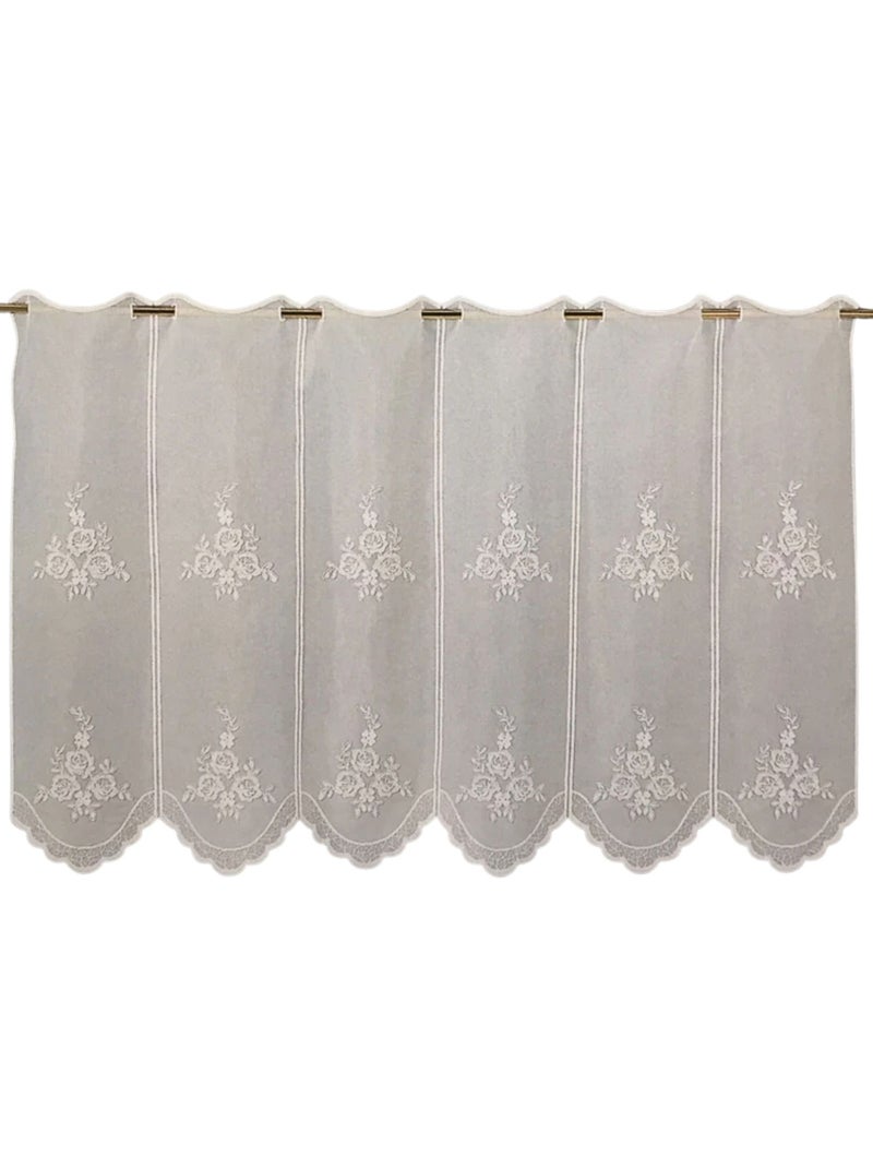 Brise-bise brodé à motifs floraux Blanc - Kiabi