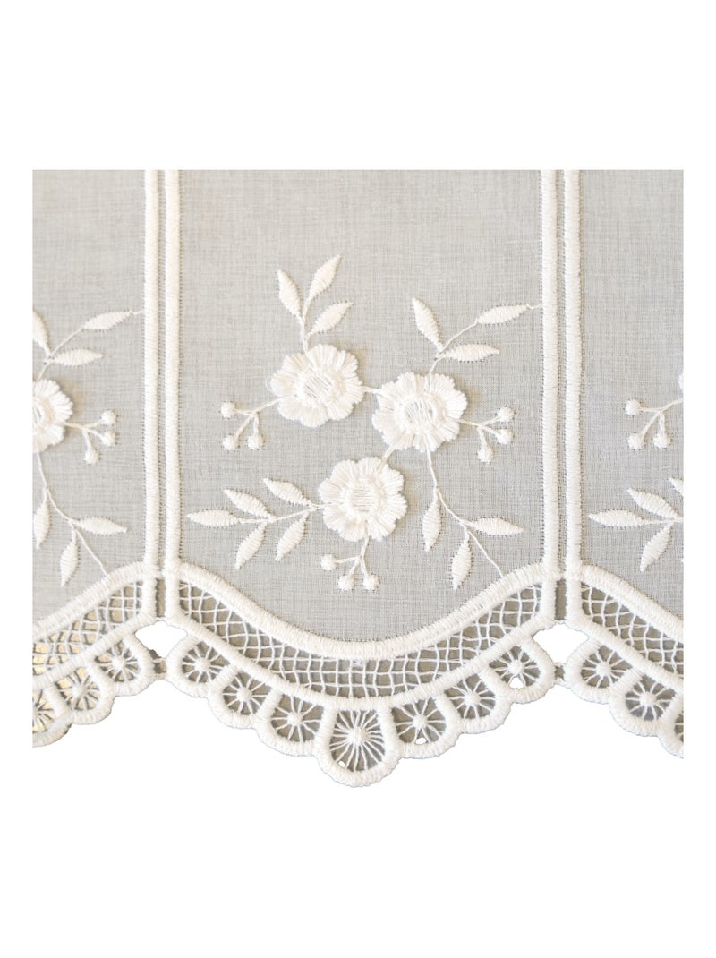 Brise-bise brodé à motifs floraux Ivoire - Kiabi