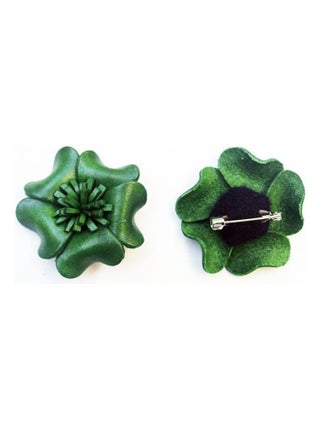 Broche cuir forme fleur, Bijoucolor