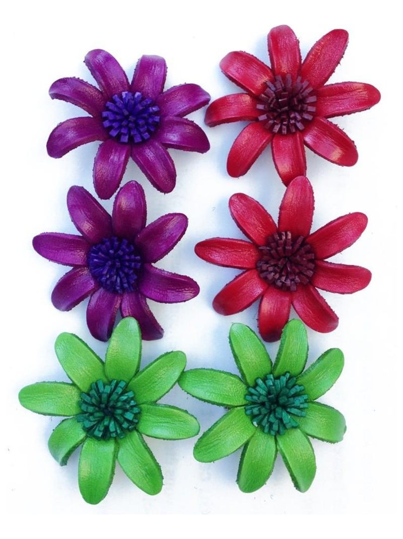 Broche fleur marguerite en cuir coloré Violet - Kiabi