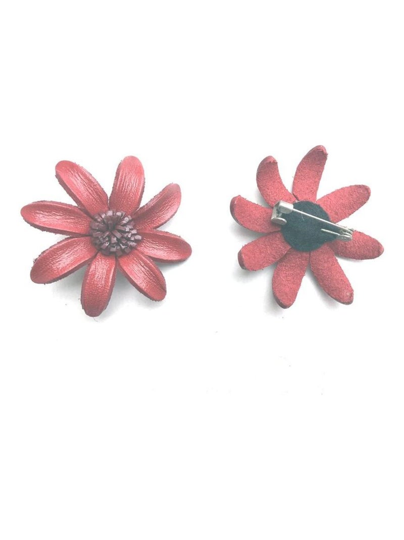 Broche fleur marguerite en cuir coloré Violet - Kiabi