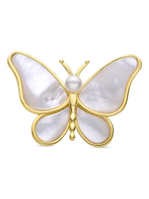 Broche Luxenter en nacre blanche finie en or jaune 18K - Butterfly - Kiabi