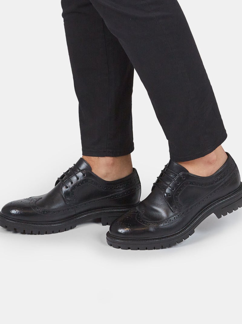 Brogues à lacets en cuir BATA Noir - Kiabi