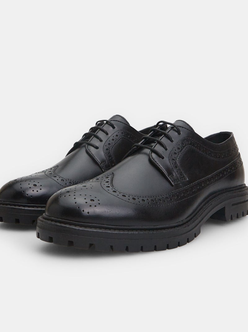Brogues à lacets en cuir BATA Noir - Kiabi