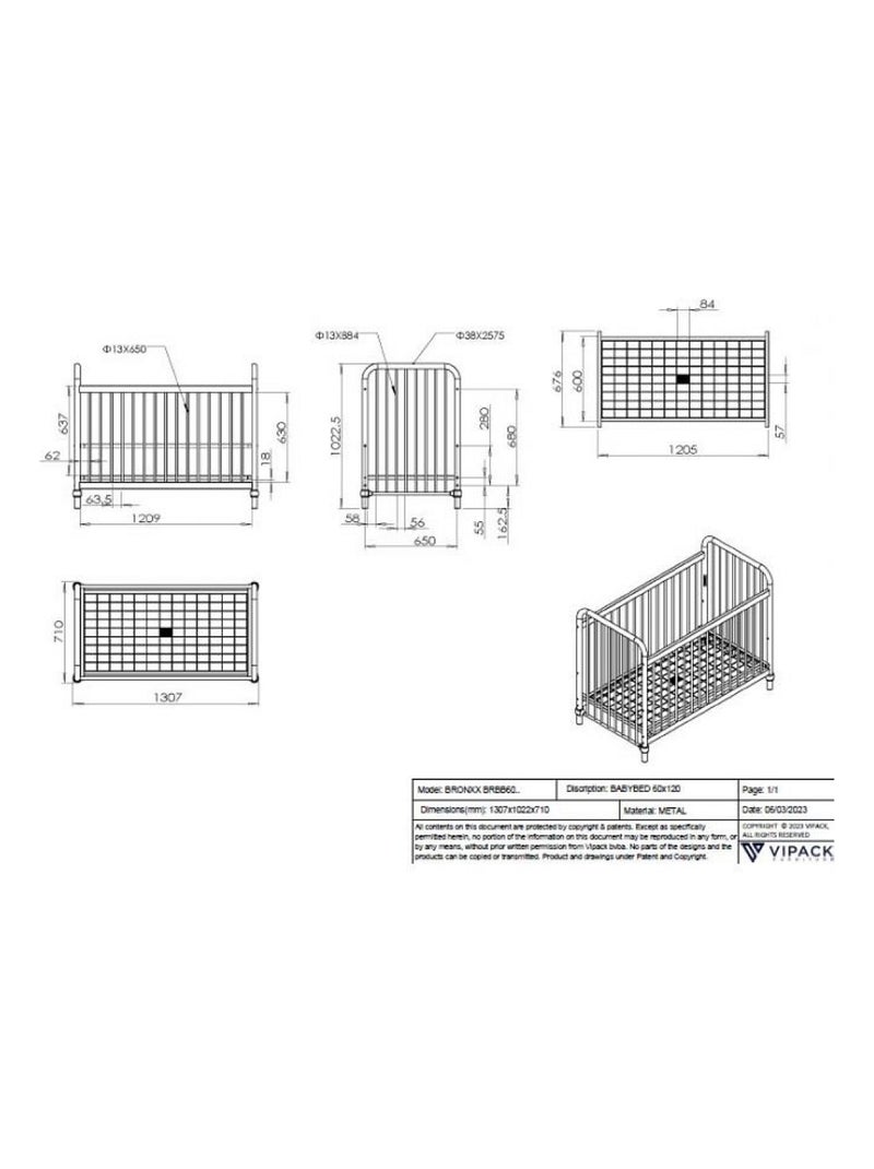 Bronxx Lit Bebe Mat Misty Pink 60x120cm Rose Rose - Kiabi
