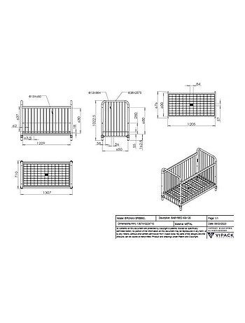 Bronxx Lit Bebe Mat Olive 60x120cm Vert Olive