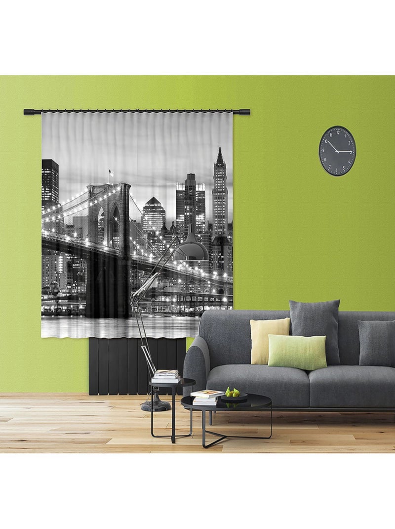 Brooklyn Bridge New York rideau imprimés pont de Brooklyn illuminé 180x160 cm, 2 pièces Multicolore - Kiabi
