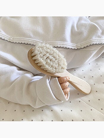 Brosse à cheveux bébé poils de chèvre manche bois