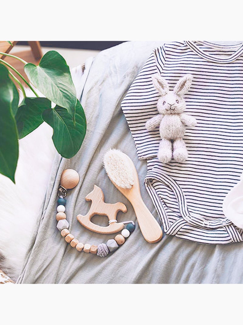 Brosse à cheveux bébé poils de chèvre manche bois Bois naturel - Kiabi