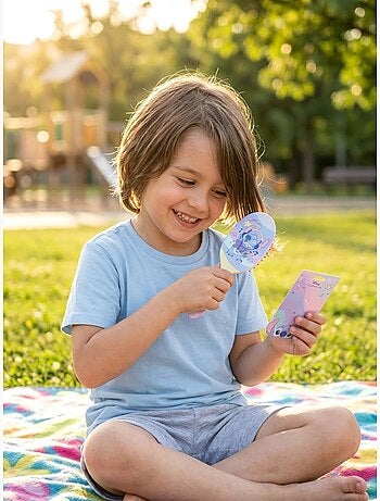 Brosse à cheveux enfant motif aquarelle stitch disney