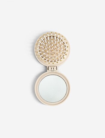 Brosse à cheveux pliable avec miroir