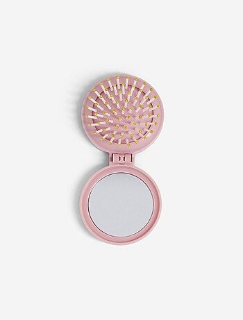 Brosse à cheveux pliable avec miroir