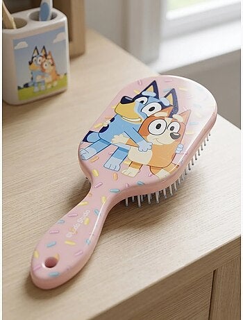 Brosse à cheveux rectangulaire bluey – rose