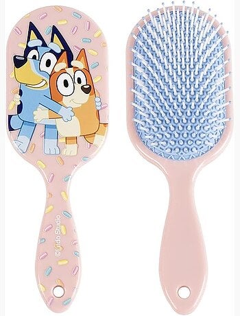Brosse à cheveux rectangulaire bluey – rose