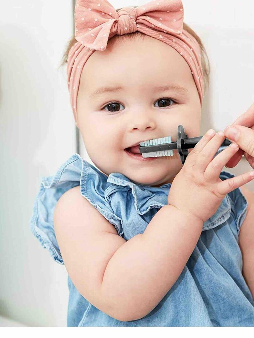 Brosse à dents bébé ergonomique double face Vert - Kiabi