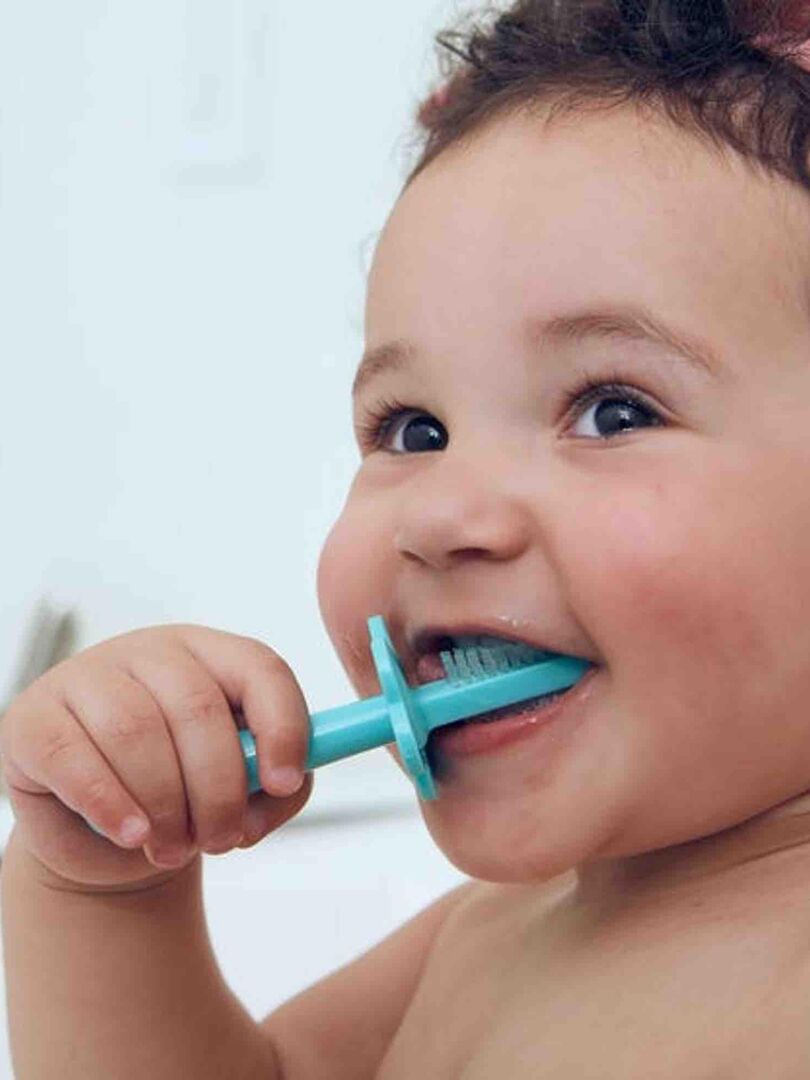 Brosse à dents bébé ergonomique double face Vert - Kiabi