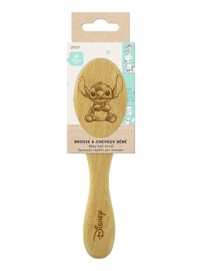 Brosse Cheveux Bébé –  DISNEY BABY – Stitch – Lilo & Stitch – Prévention Croûtes de Lait – Bois FSC Bois naturel - Kiabi