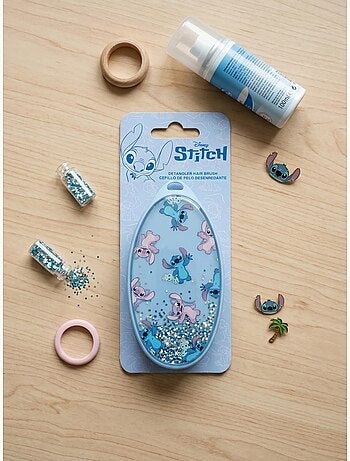Brosse démêlante ovale en silicone avec paillettes Stitch Disney
