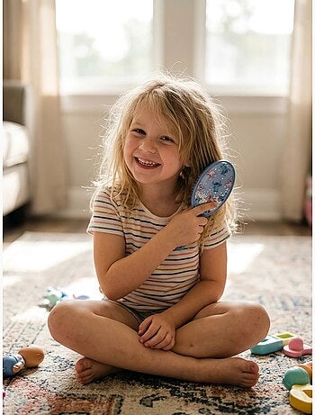 Brosse démêlante ovale en silicone avec paillettes Stitch Disney