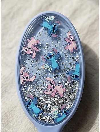 Brosse démêlante ovale en silicone avec paillettes Stitch Disney