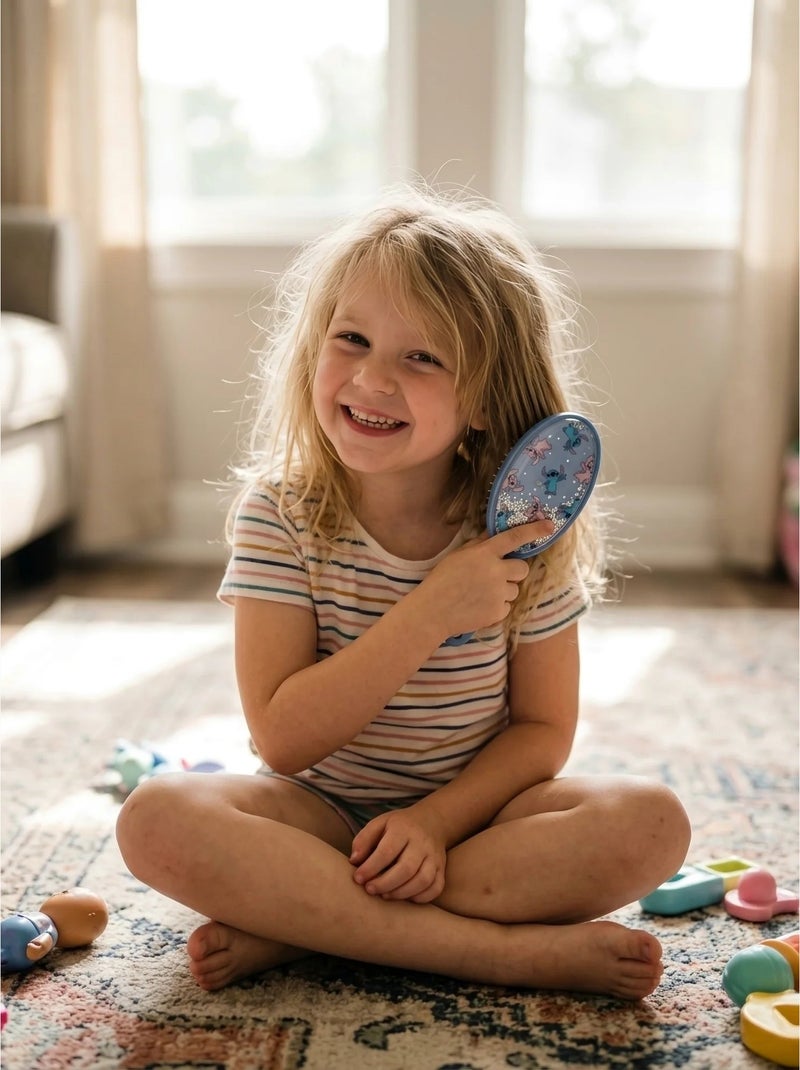 Brosse démêlante ovale en silicone avec paillettes Stitch Disney Bleu - Kiabi