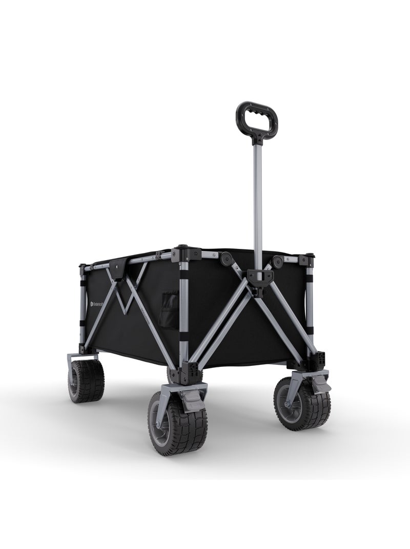 Brouette pliable 130 L avec tige télescopique et roues 360° Noir - Kiabi
