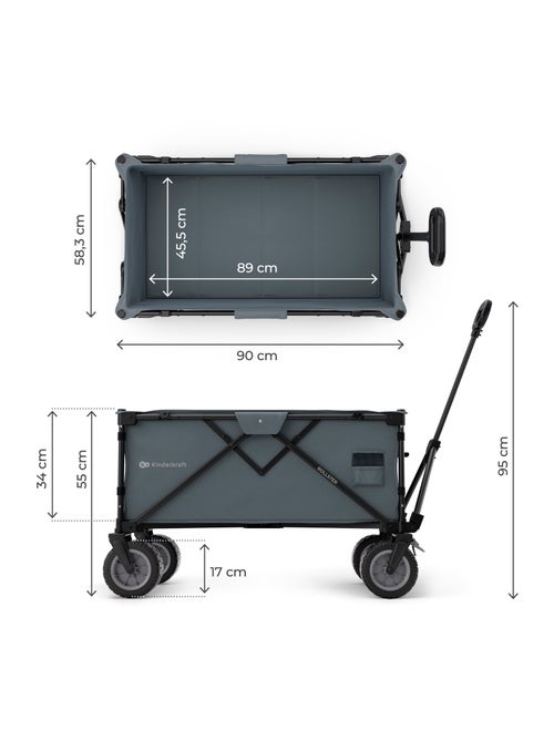 Brouette pliable 130 L avec tige télescopique et roues 360° - Kiabi