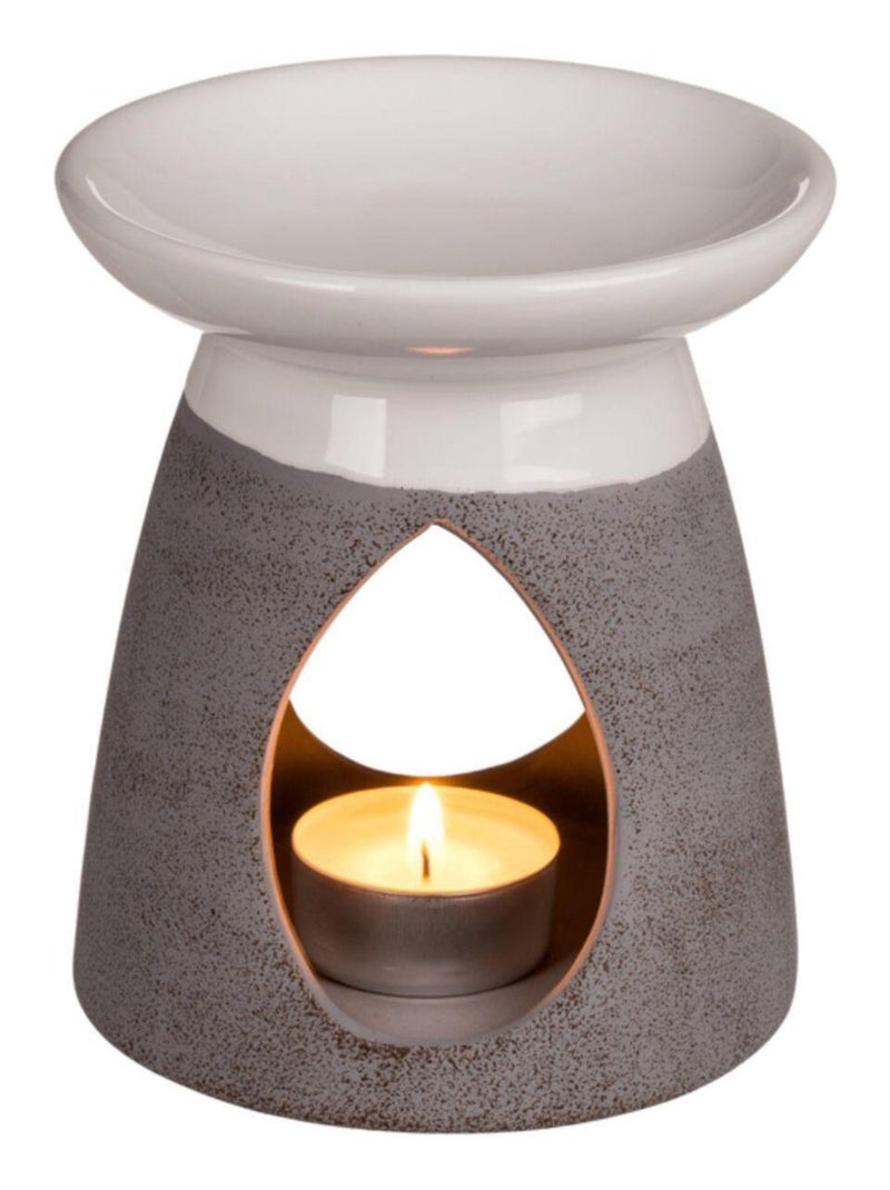 Brûle-parfum blanc et gris en céramique Gris - Kiabi
