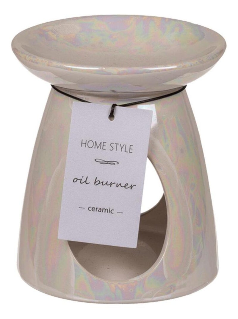 Brûle-parfum blanc nacré en céramique Blanc - Kiabi