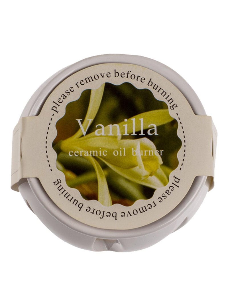 Brûle-parfum en céramique blanche avec un galet de cire parfumée Blanc - Kiabi