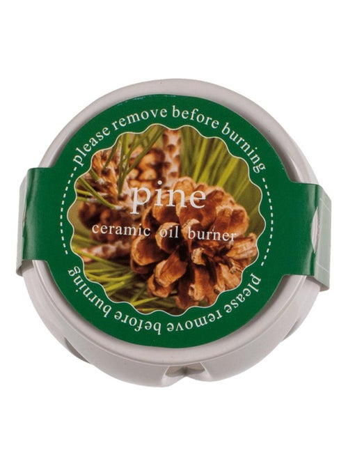 Brûle-parfum en céramique blanche avec un galet de cire parfumée - Kiabi