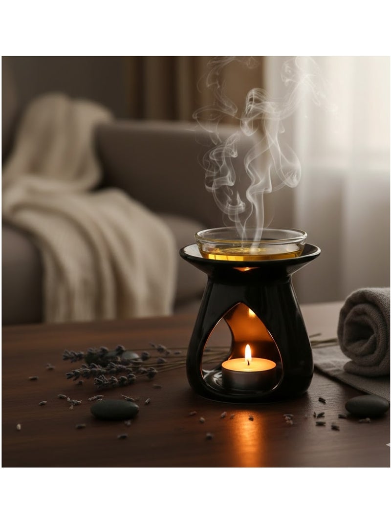 Brûle parfum en céramique Triptyque Noir Noir - Kiabi