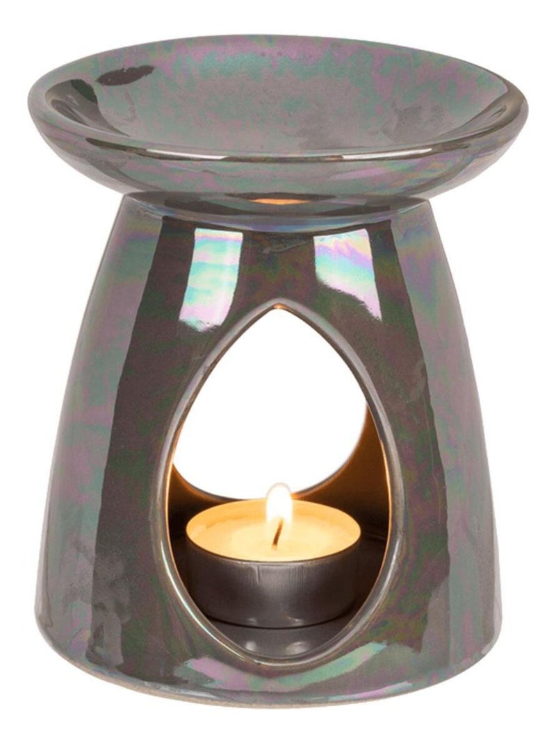 Brûle-parfum taupe nacré en céramique Gris - Kiabi