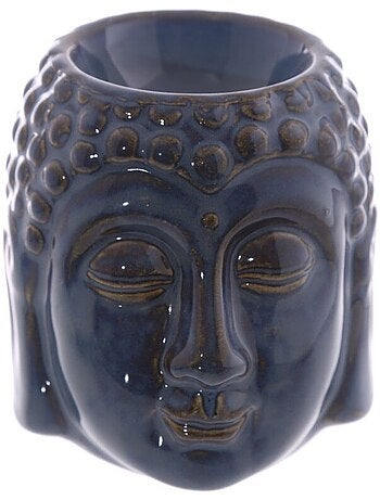 Brûle parfum tête de Bouddha bleu en céramique 8 cm